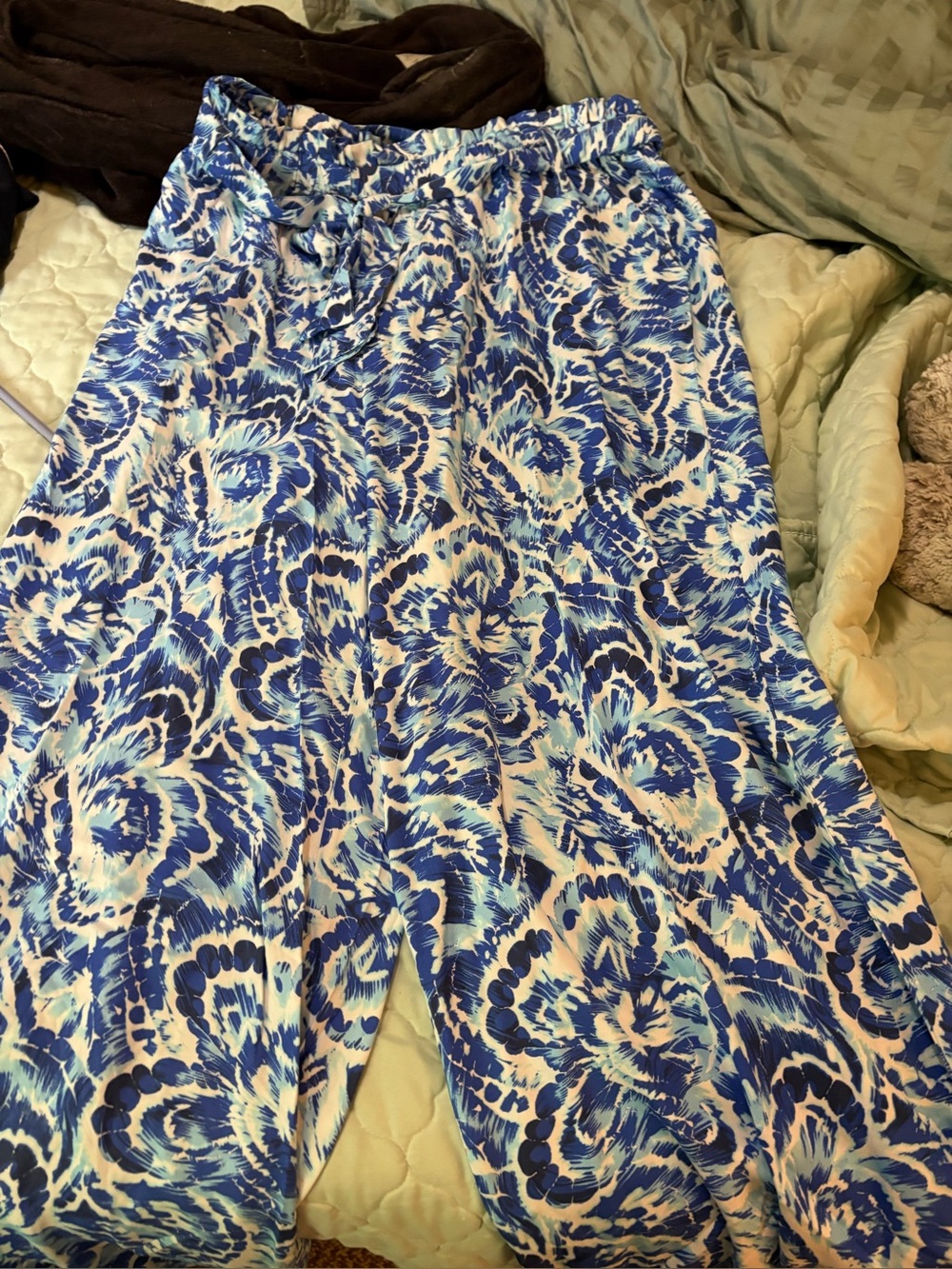 Blue & White Floral Print pants XL